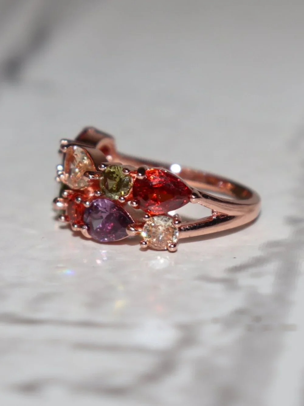 ✨ NWOT Rose Gold Multi‑Stone Statement Ring • Size 9.5 ✨